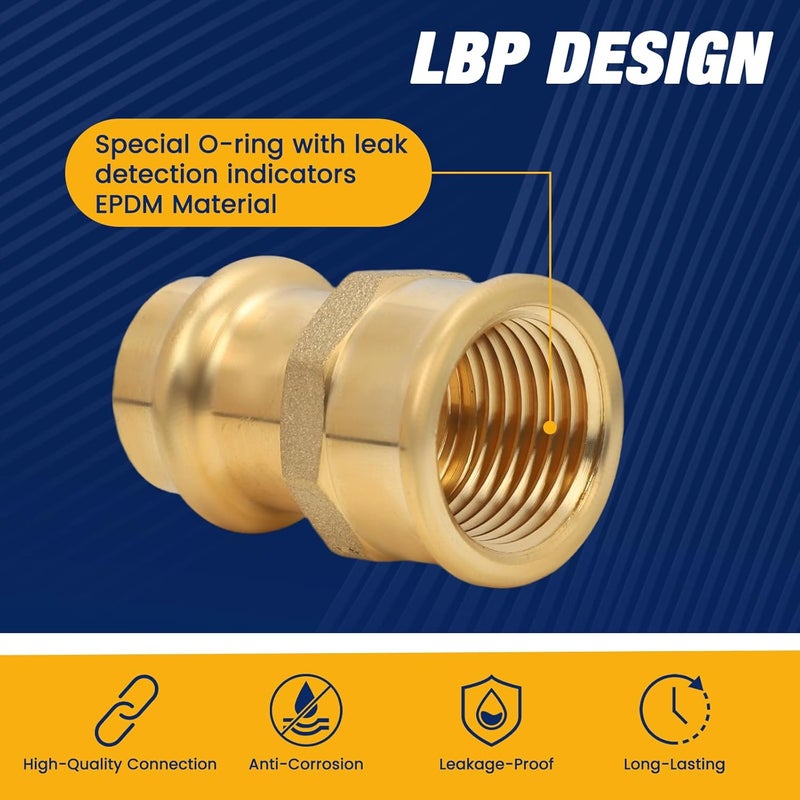 Abbiemo 10PCS 1/2 inch Propress x 1/2 inch NPT Female Adapter Pressure Copper Fitting ProPress Connect to Female NPT Pipe Lead-Free - Image 4